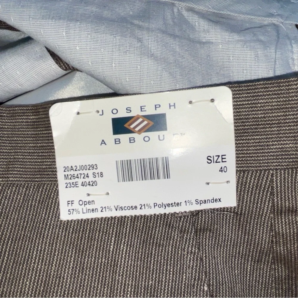 NWT Joseph Abboud Heritage Nova Fides Linen Blend Dress Pants Sand Sz 40 raw hem